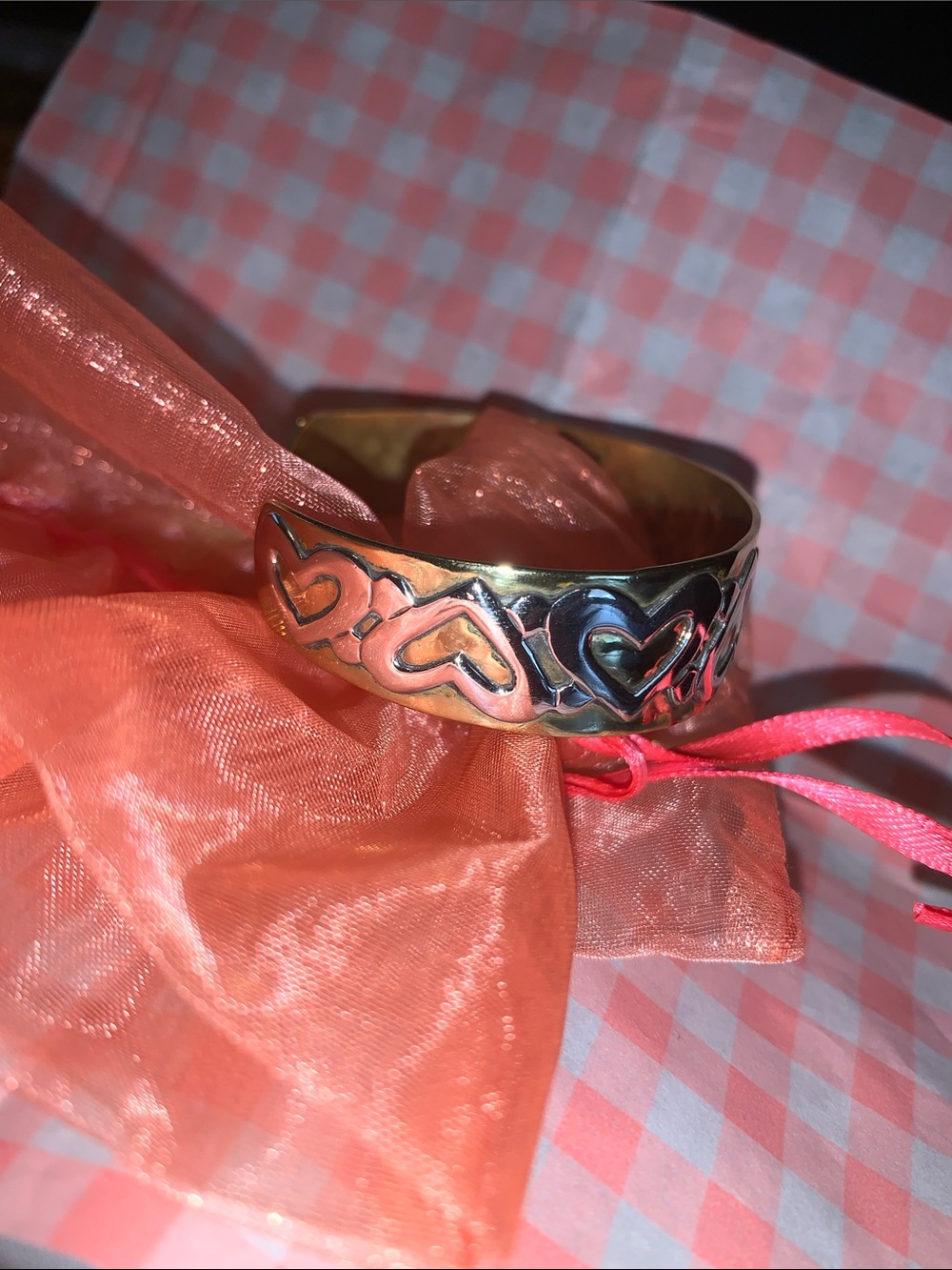 Jeep collins silver and brass heart cuff bracelet - Picture 7 of 13